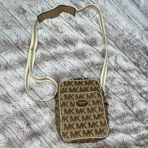 Michael Kors “flight bag” crossbody purse in signature print, barely used